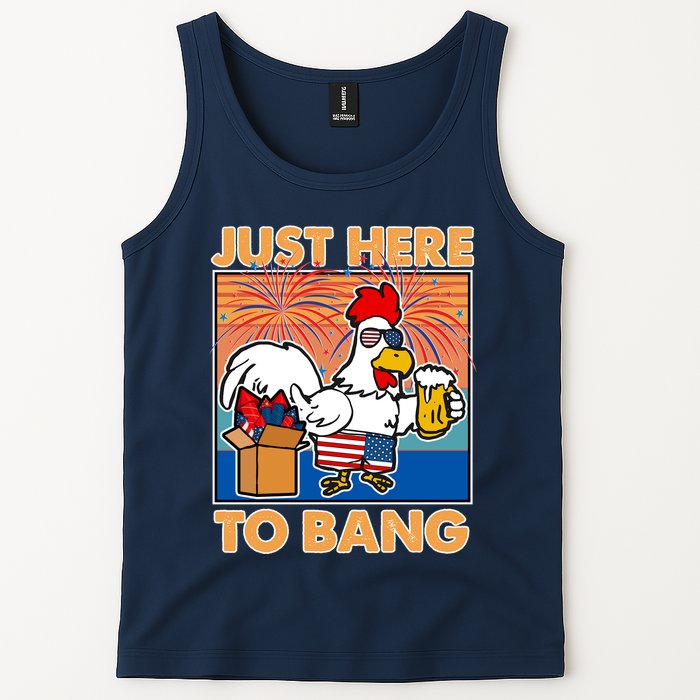 Funny Just Here To Bang Fireworks Beer Chicken Tank Top