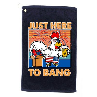 Funny Just Here To Bang Fireworks Beer Chicken Golf Towel