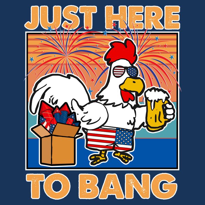 Funny Just Here To Bang Fireworks Beer Chicken Kids T-Shirt