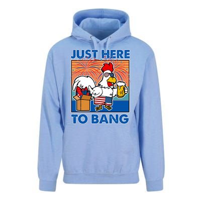 Funny Just Here To Bang Fireworks Beer Chicken Unisex Surf Hoodie