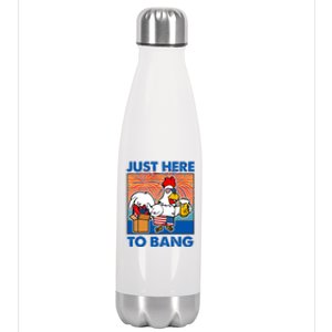 Funny Just Here To Bang Fireworks Beer Chicken Stainless Steel Insulated Water Bottle