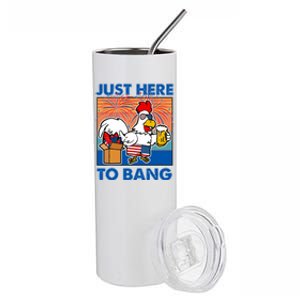 Funny Just Here To Bang Fireworks Beer Chicken Stainless Steel Tumbler