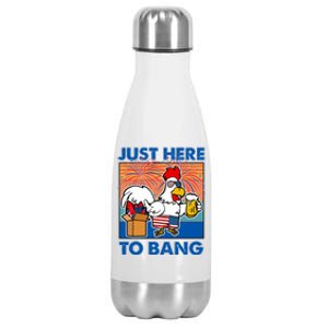 Funny Just Here To Bang Fireworks Beer Chicken Stainless Steel Insulated Water Bottle