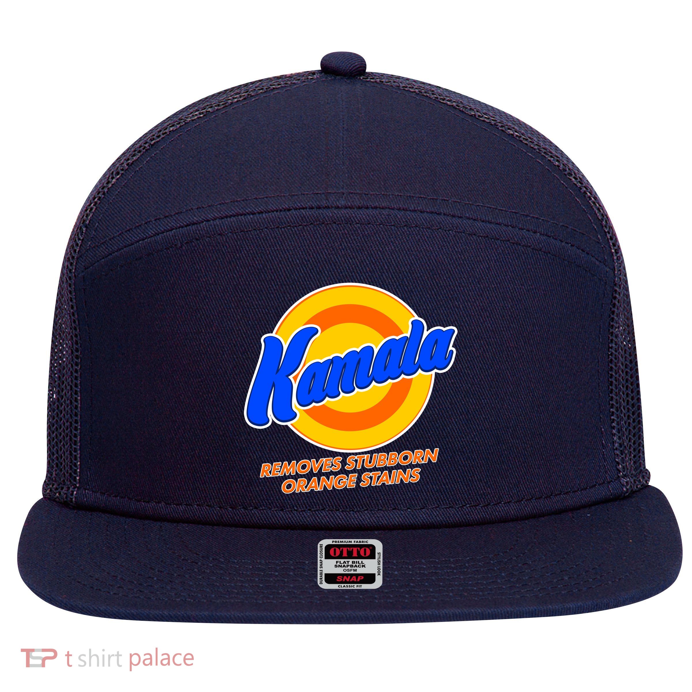 Funny Kamala Removes Stubborn Orange Stains 7 Panel Mesh Trucker Snapback Hat
