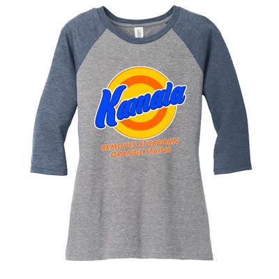 Funny Kamala Removes Stubborn Orange Stains Women's Tri-Blend 3/4-Sleeve Raglan Shirt