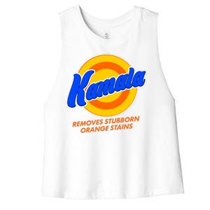 Funny Kamala Removes Stubborn Orange Stains Women's Racerback Cropped Tank