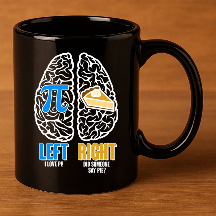 Funny Left Right Brain Pi Pie 11oz C Handle Ceramic Mug