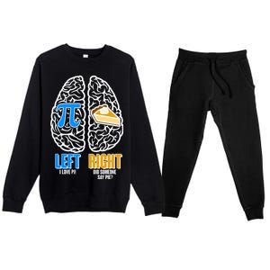 Funny Left Right Brain Pi Pie Premium Crewneck Sweatsuit Set