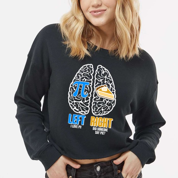 Funny Left Right Brain Pi Pie Cropped Pullover Crew