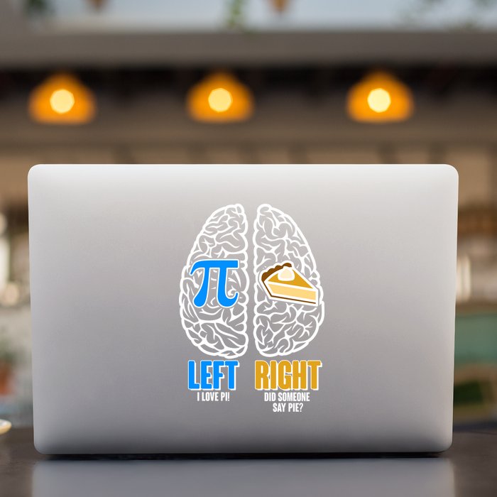 Funny Left Right Brain Pi Pie Permanent Decal Sticker