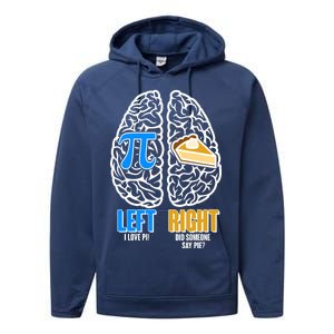 Funny Left Right Brain Pi Pie Performance Fleece Hoodie