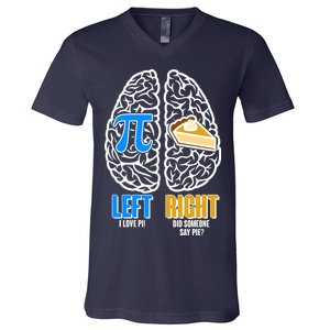 Funny Left Right Brain Pi Pie V-Neck T-Shirt