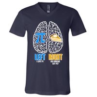Funny Left Right Brain Pi Pie V-Neck T-Shirt