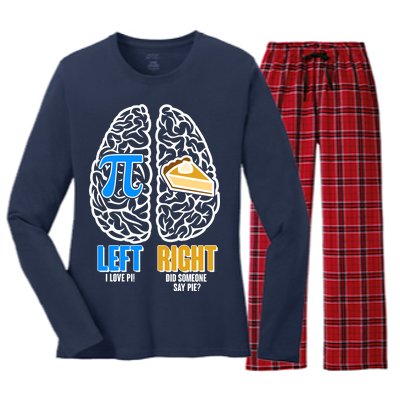 Funny Left Right Brain Pi Pie Women's Long Sleeve Flannel Pajama Set 