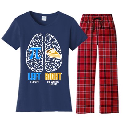 Funny Left Right Brain Pi Pie Women's Flannel Pajama Set