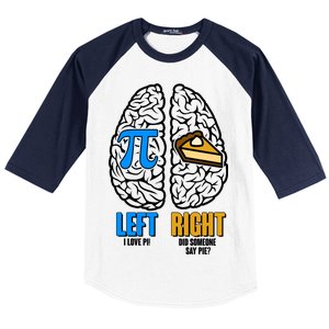 Funny Left Right Brain Pi Pie Baseball Sleeve Shirt