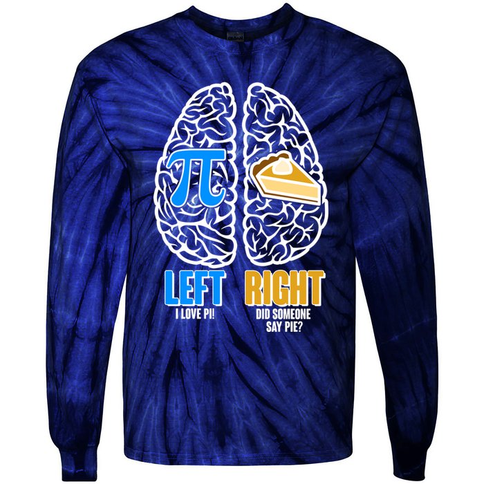 Funny Left Right Brain Pi Pie Tie-Dye Long Sleeve Shirt