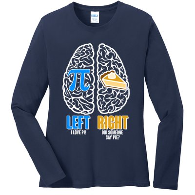 Funny Left Right Brain Pi Pie Ladies Long Sleeve Shirt