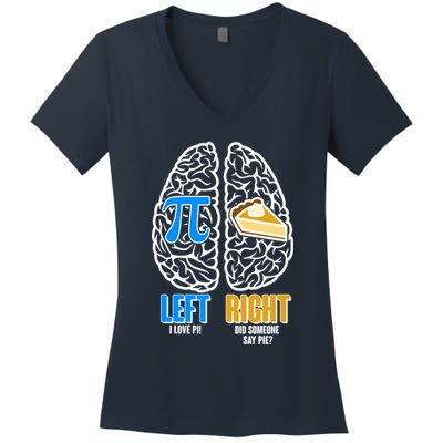 Funny Left Right Brain Pi Pie Women's V-Neck T-Shirt