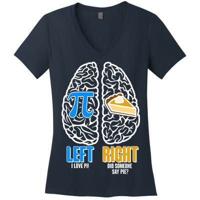 Funny Left Right Brain Pi Pie Women's V-Neck T-Shirt