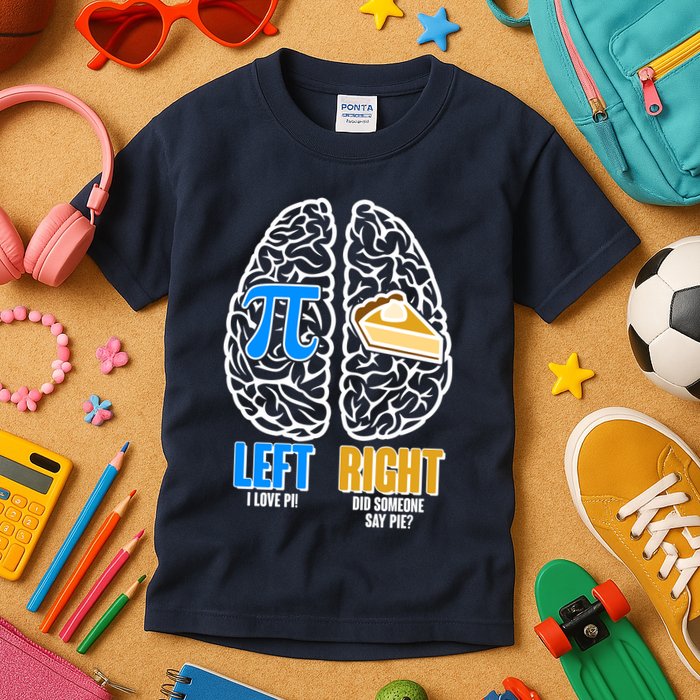Funny Left Right Brain Pi Pie Kids T-Shirt