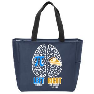 Funny Left Right Brain Pi Pie Zip Tote Bag