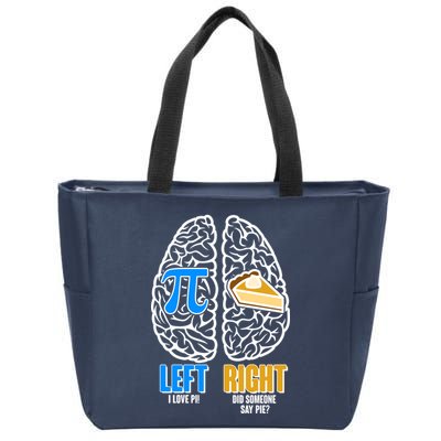 Funny Left Right Brain Pi Pie Zip Tote Bag
