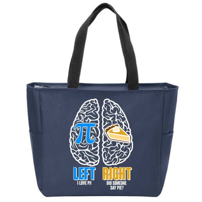 Funny Left Right Brain Pi Pie Zip Tote Bag
