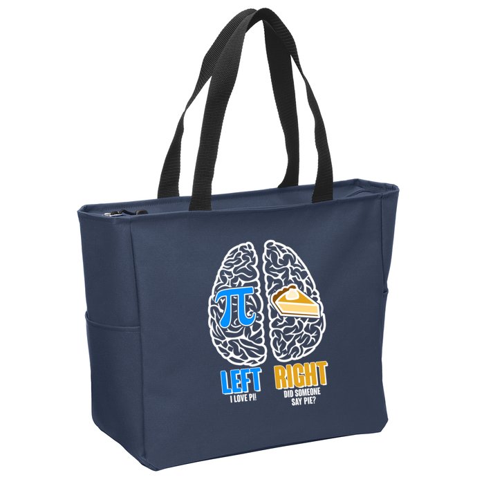 Funny Left Right Brain Pi Pie Zip Tote Bag