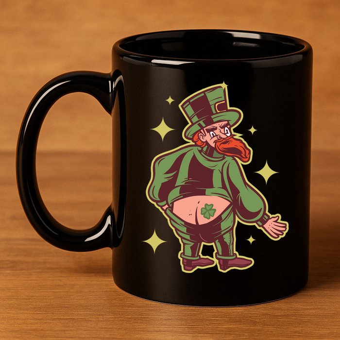 Funny Leprechaun Tattoo 11oz C Handle Ceramic Mug