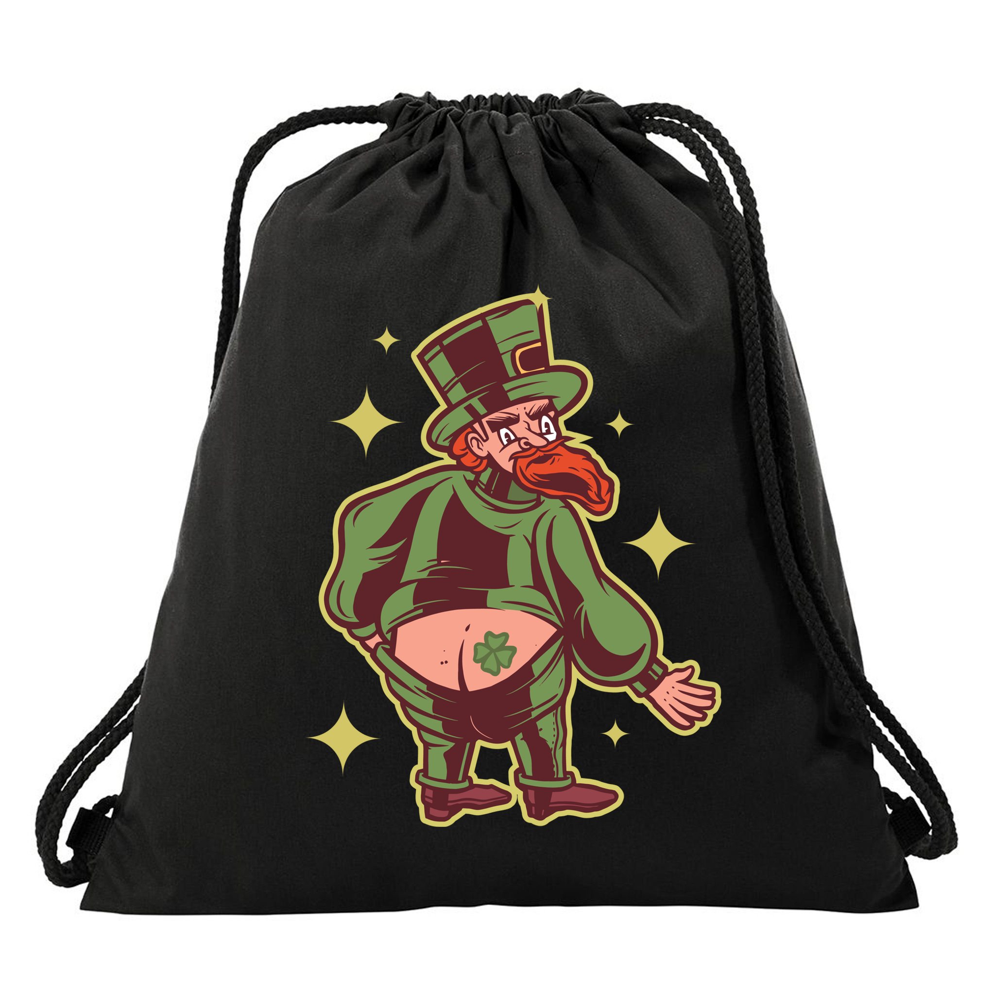 Funny Leprechaun Tattoo Drawstring Bag