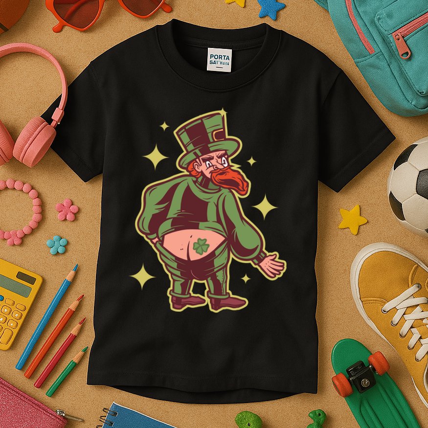 Funny Leprechaun Tattoo Kids T-Shirt