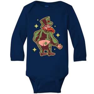 Funny Leprechaun Tattoo Baby Long Sleeve Bodysuit