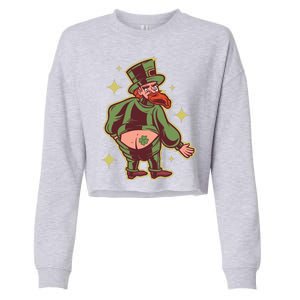 Funny Leprechaun Tattoo Cropped Pullover Crew