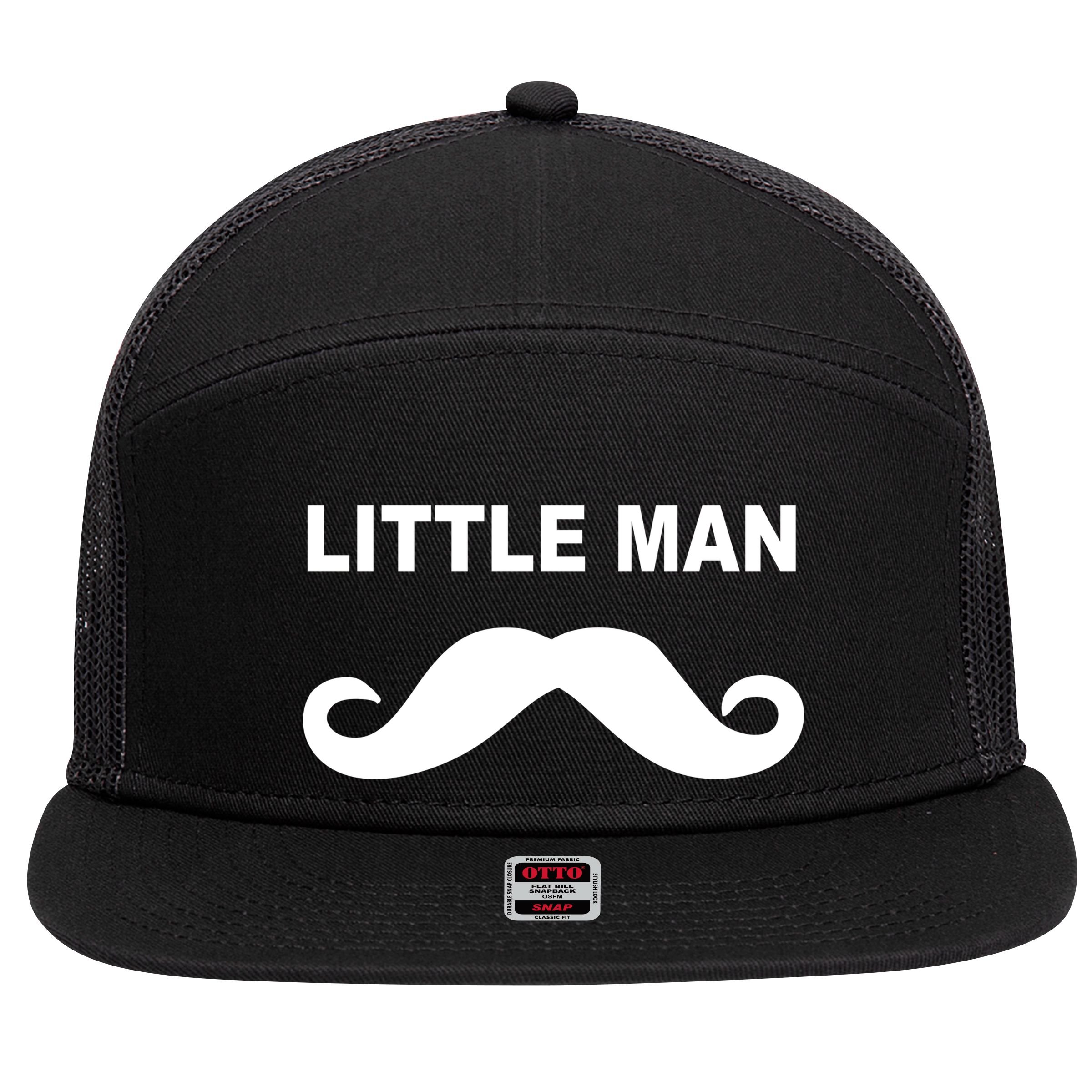 Funny Little Man Mustache 7 Panel Mesh Trucker Snapback Hat
