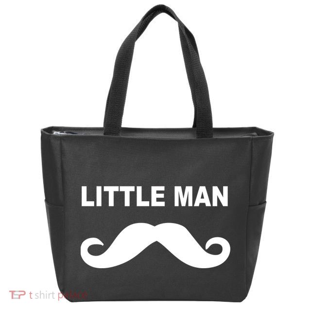Funny Little Man Mustache Zip Tote Bag