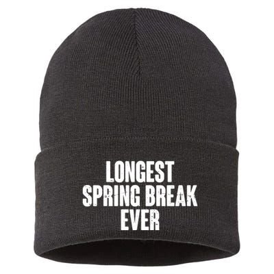 Funny Longest Spring Break Ever Quarantine  Sustainable Knit Beanie