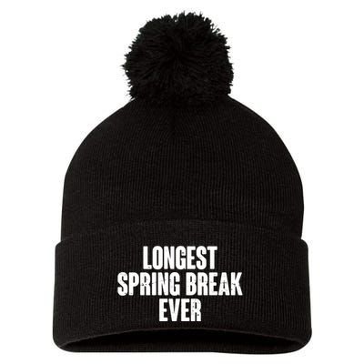 Funny Longest Spring Break Ever Quarantine  Pom Pom 12in Knit Beanie