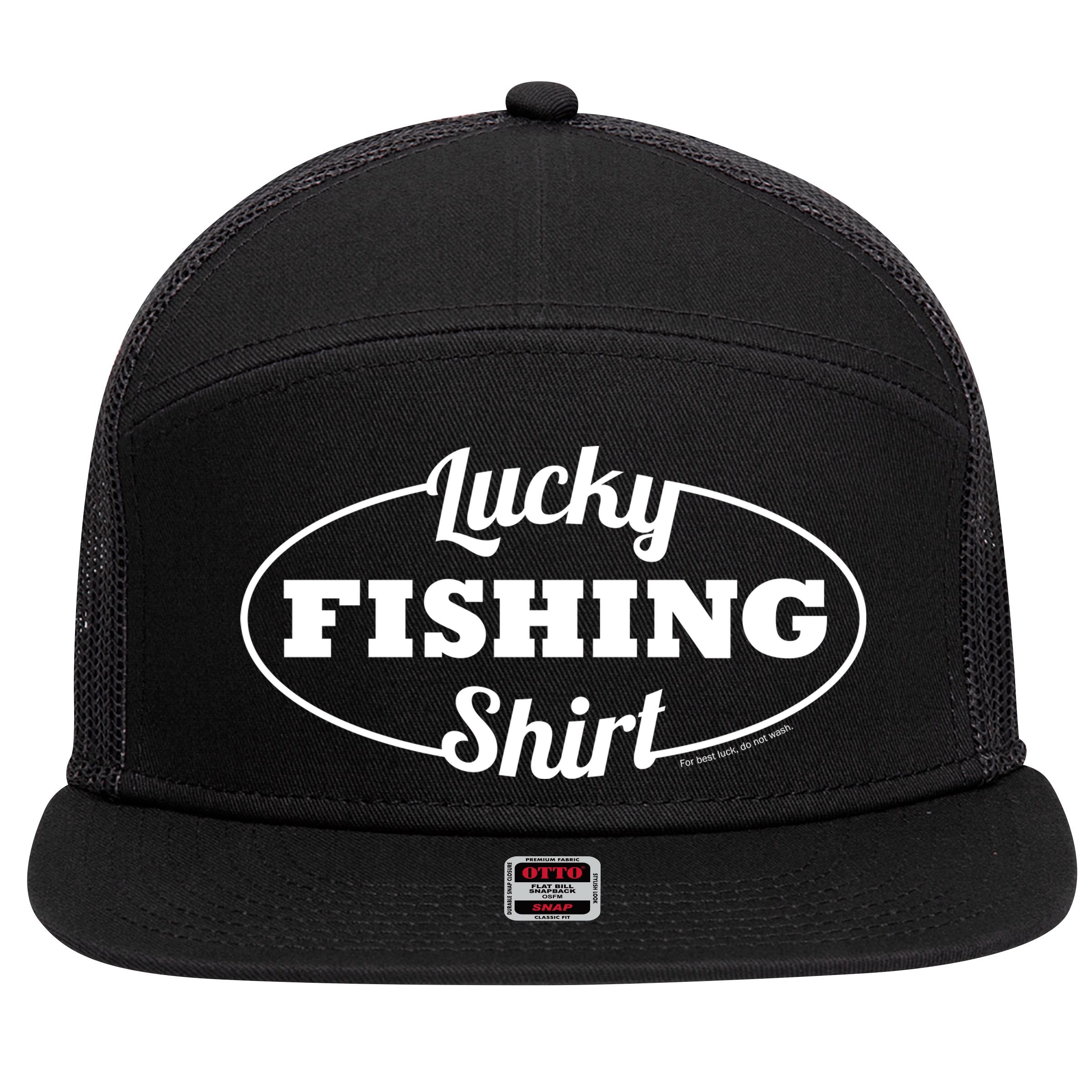 Funny Lucky Fishing 7 Panel Mesh Trucker Snapback Hat
