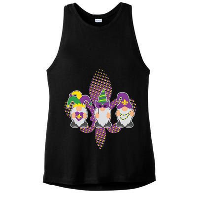 Funny Mardi Gras Gnomes Ladies PosiCharge Tri-Blend Wicking Tank