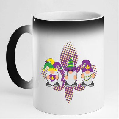 Funny Mardi Gras Gnomes 11oz Black Color Changing Mug