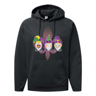 Funny Mardi Gras Gnomes Performance Fleece Hoodie