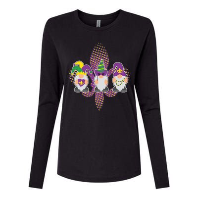 Funny Mardi Gras Gnomes Womens Cotton Relaxed Long Sleeve T-Shirt