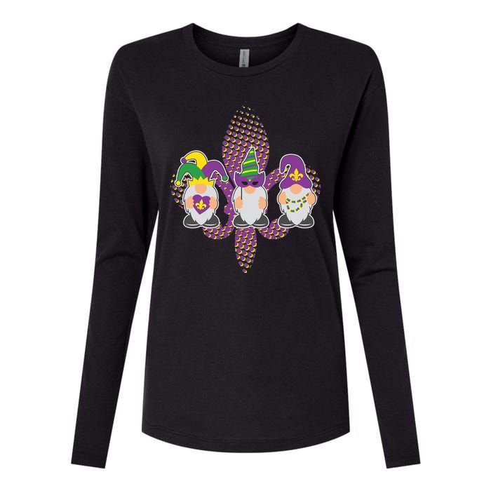 Funny Mardi Gras Gnomes Womens Cotton Relaxed Long Sleeve T-Shirt