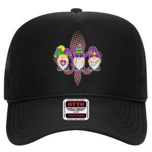 Funny Mardi Gras Gnomes High Crown Mesh Back Trucker Hat