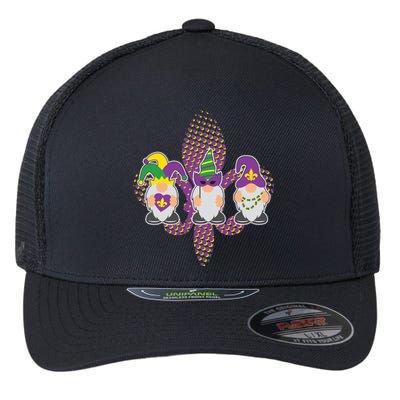 Funny Mardi Gras Gnomes Flexfit Unipanel Trucker Cap