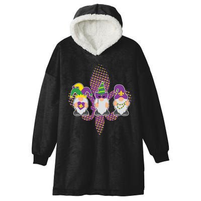 Funny Mardi Gras Gnomes Hooded Wearable Blanket