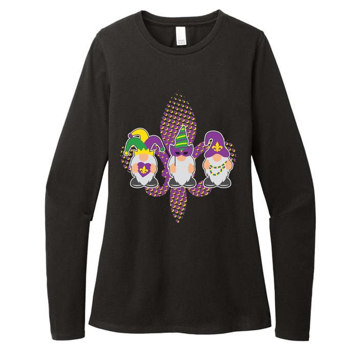 Funny Mardi Gras Gnomes Womens CVC Long Sleeve Shirt