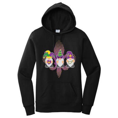 Funny Mardi Gras Gnomes Women's Pullover Hoodie