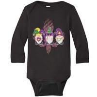 Funny Mardi Gras Gnomes Baby Long Sleeve Bodysuit